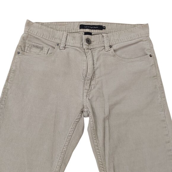 Calvin Klein Jeans Corduroy Pants Mens 30x31 Beige Straight Leg Work Preppy - Picture 2 of 11